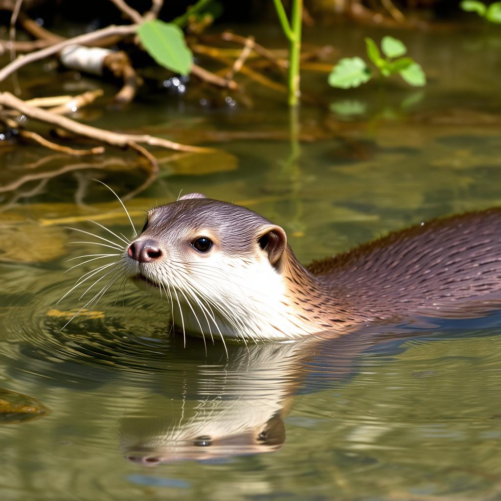 A river otter spotted in the waterways near Zabeltitz, Germany A river otter spotted in the waterways near Zabeltitz, Germany