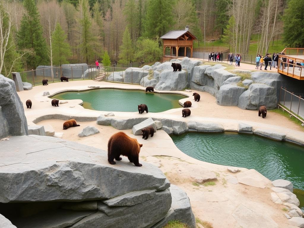Bärenpark (Bear Park) near Rollshausen, Germany showing rescued bears in natural habitat Bärenpark (Bear Park) near Rollshausen, Germany showing rescued bears in natural habitat