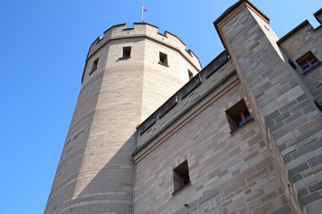 Close-up view of Sparrenburg Castle tower in Bielefeld Close-up view of Sparrenburg Castle tower in Bielefeld
