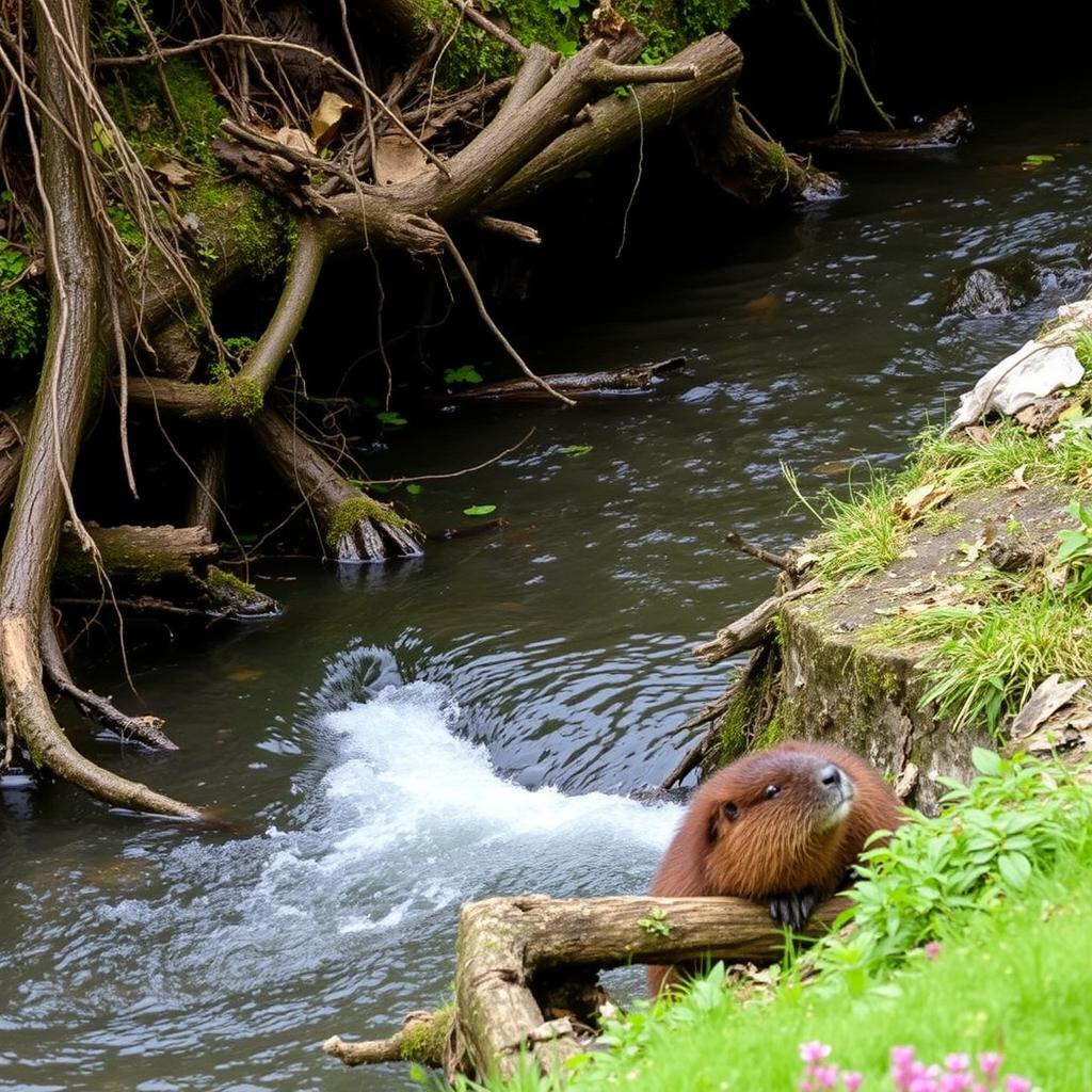Evidence of beaver activity along the streams in Zabeltitz, Germany Evidence of beaver activity along the streams in Zabeltitz, Germany