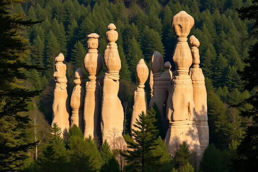 Externsteine rock formations in Teutoburg Forest Externsteine rock formations in Teutoburg Forest