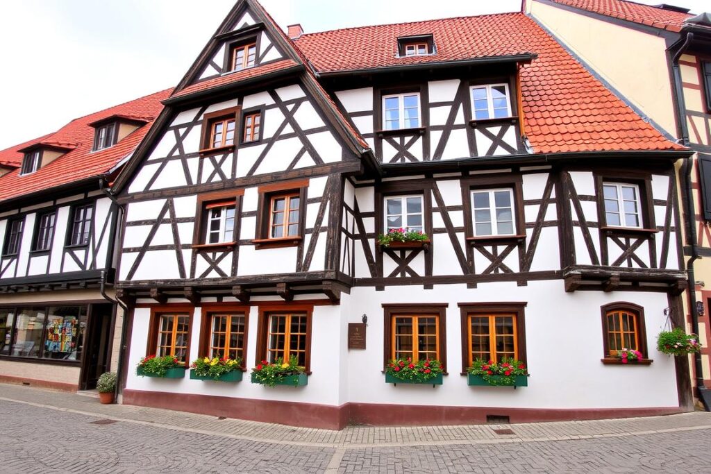 Historic building in Rollshausen, Germany showcasing traditional German architecture Historic building in Rollshausen, Germany showcasing traditional German architecture
