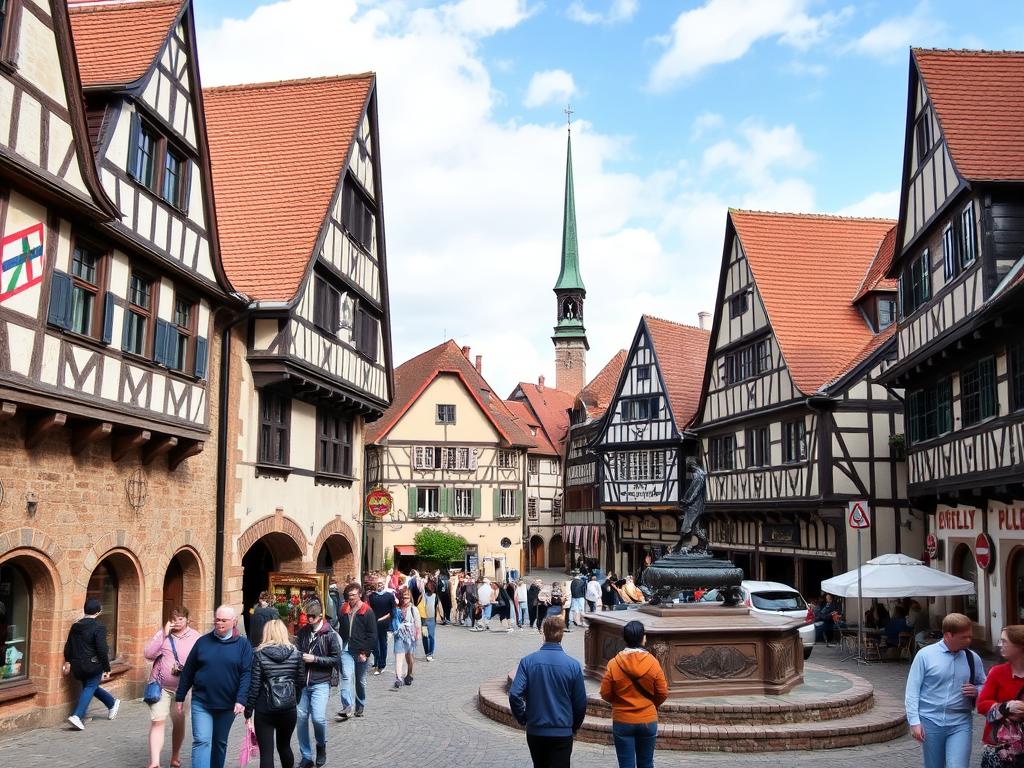 Historic center of Hameln with its famous Pied Piper attractions Historic center of Hameln with its famous Pied Piper attractions