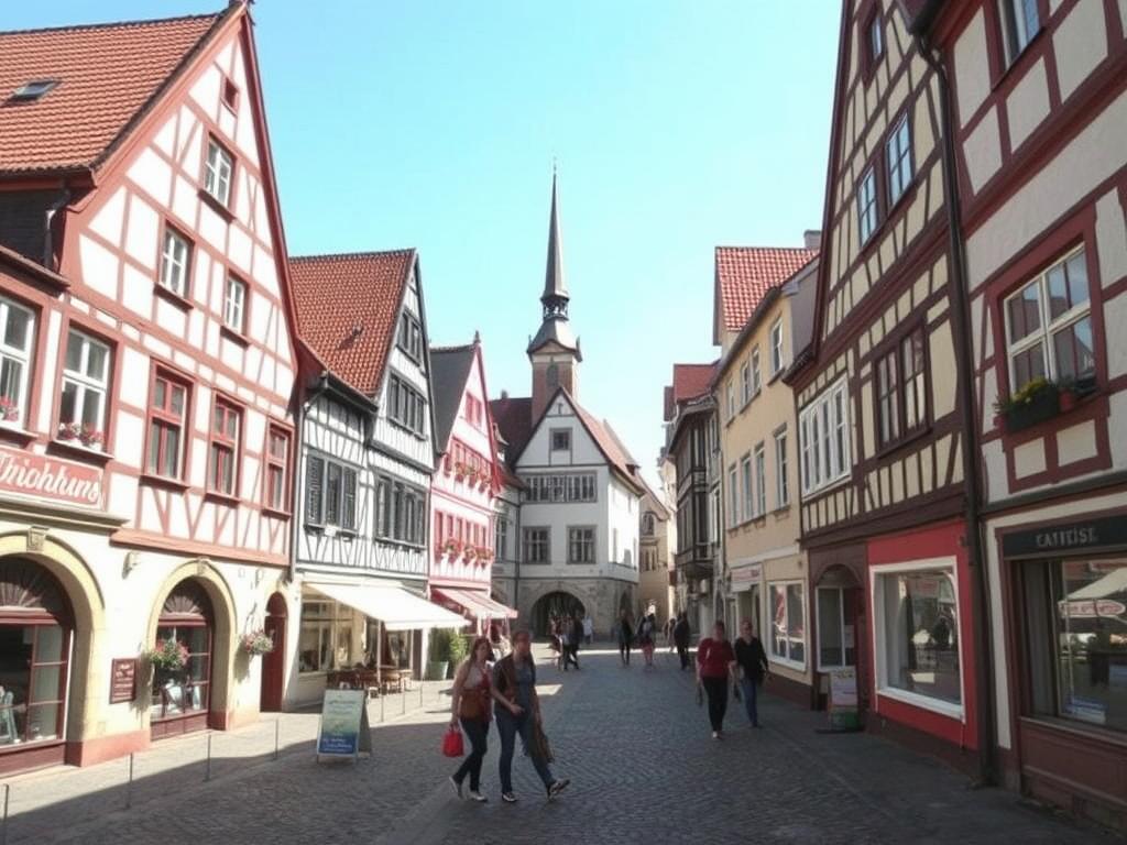 Historic town square of Grossenhain, Germany with traditional German architecture Historic town square of Grossenhain, Germany with traditional German architecture