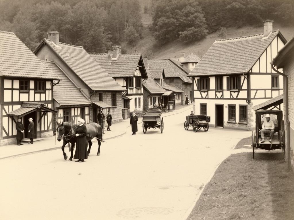 Historical photograph of Rollshausen, Germany from the early 20th century Historical photograph of Rollshausen, Germany from the early 20th century
