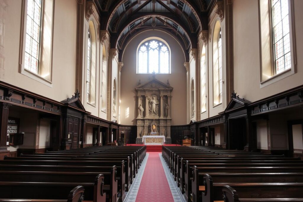 Interior of Marienkirche in Grossenhain showing architectural details similar to Dresden's Frauenkirche Interior of Marienkirche in Grossenhain showing architectural details similar to Dresden's Frauenkirche