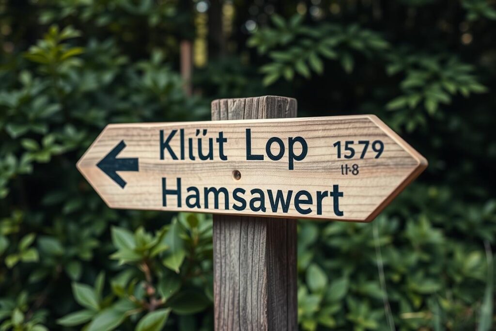 Klüt Loop trail marker showing the Hansaweg route Klüt Loop trail marker showing the Hansaweg route