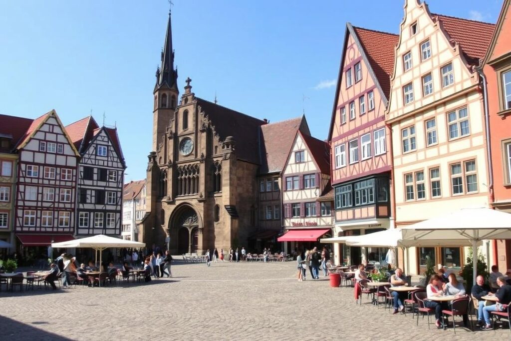 Old Market Square in Bielefeld with historic buildings Old Market Square in Bielefeld with historic buildings