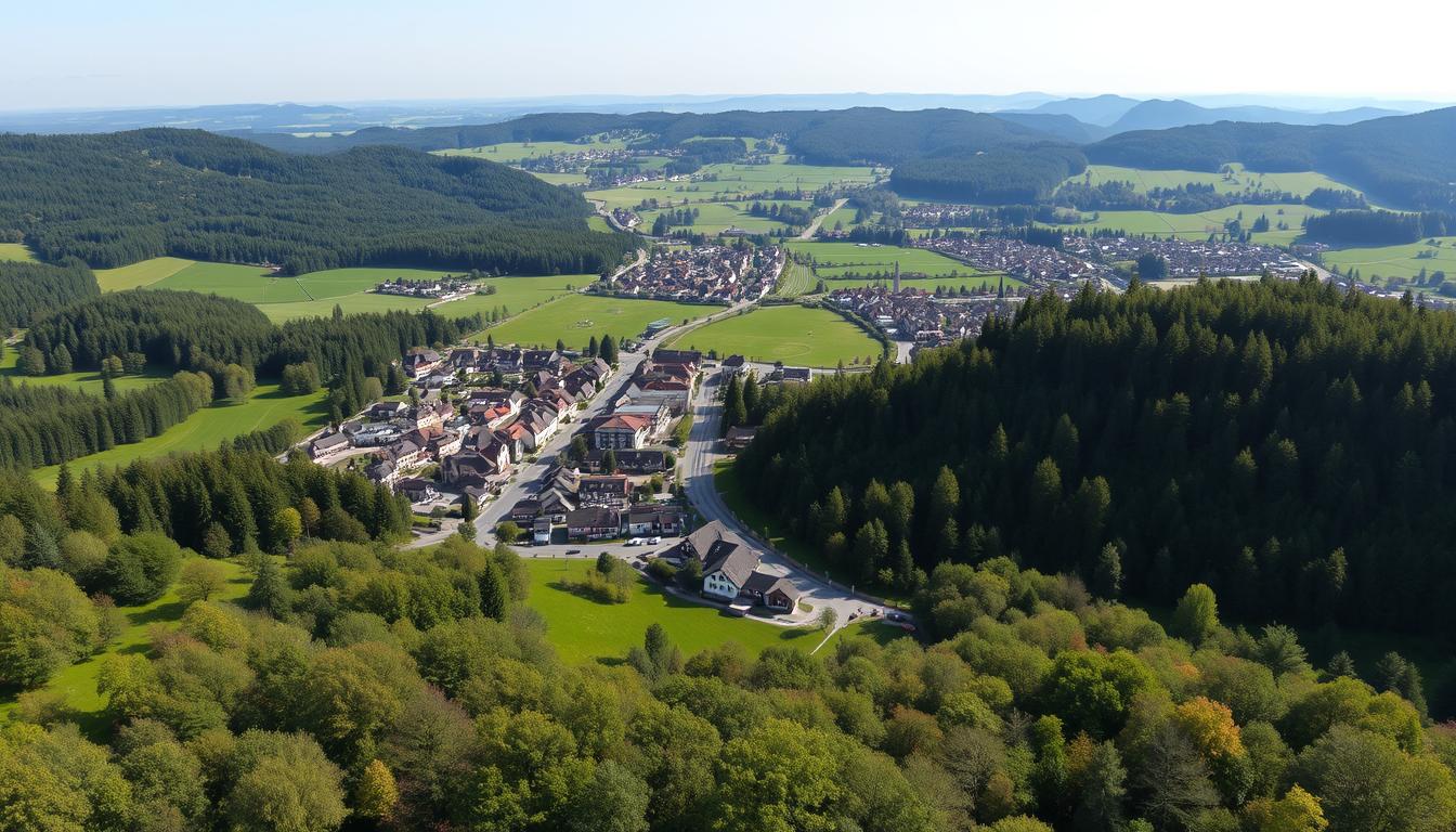 Panoramic view of Klüt, Germany with its lush forests and rolling hills