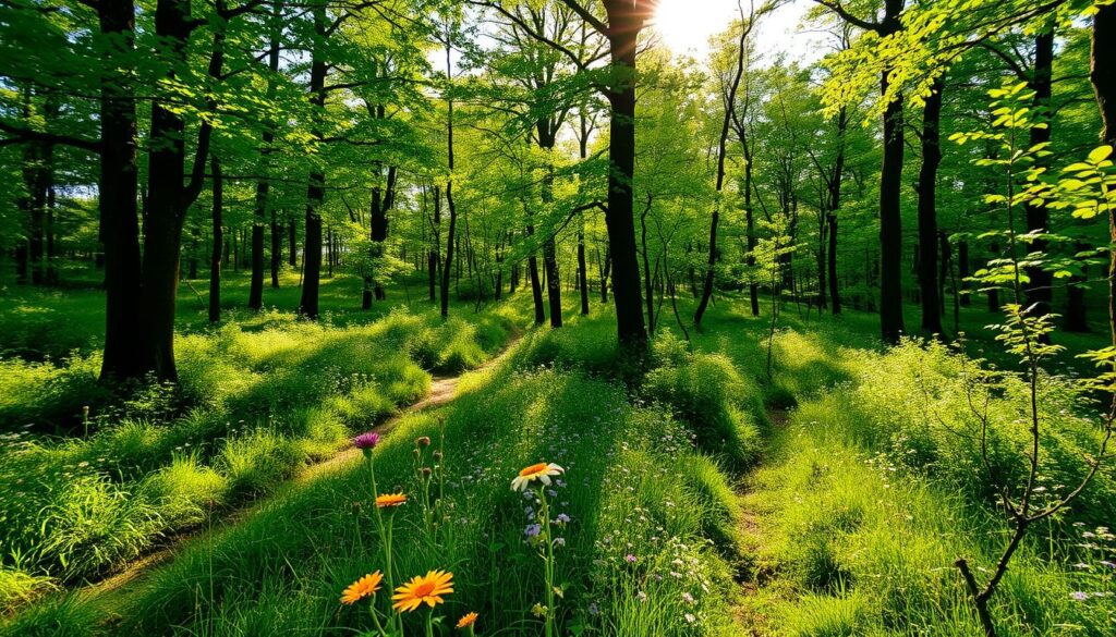 The beautiful woodland areas near Zabeltitz, Germany in summer
