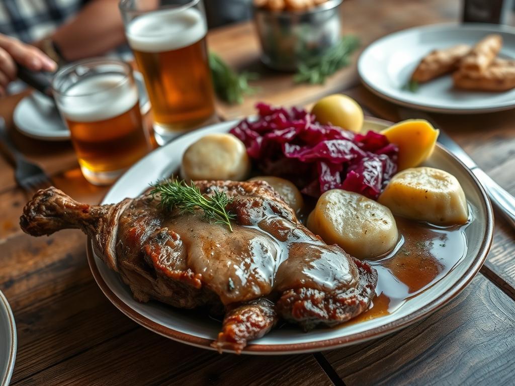 Traditional German cuisine served at a local restaurant in Rollshausen Traditional German cuisine served at a local restaurant in Rollshausen