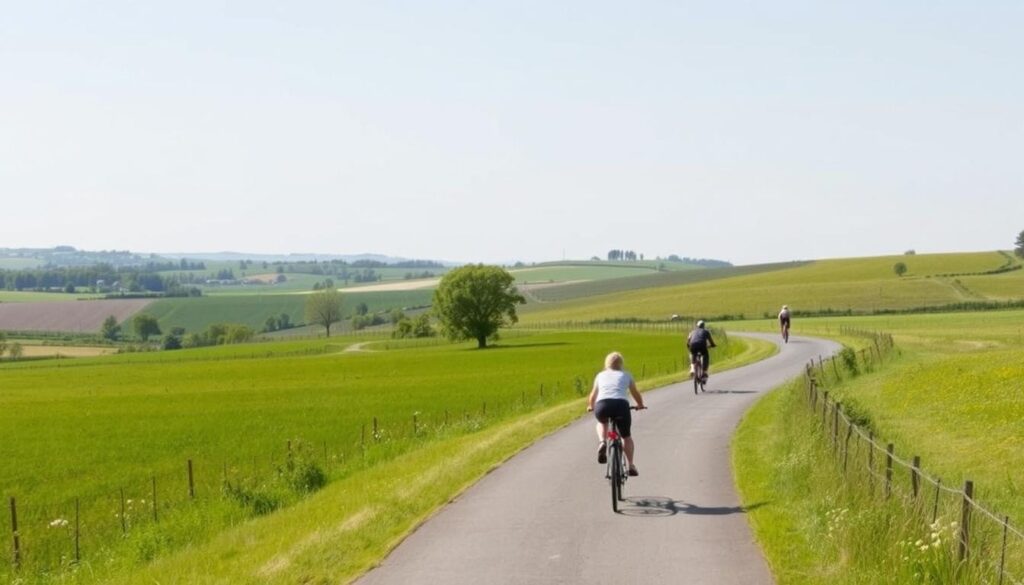Fahrradweg entlang der Landschaft bei Salzkotten, Germany Fahrradweg entlang der Landschaft bei Salzkotten, Germany
