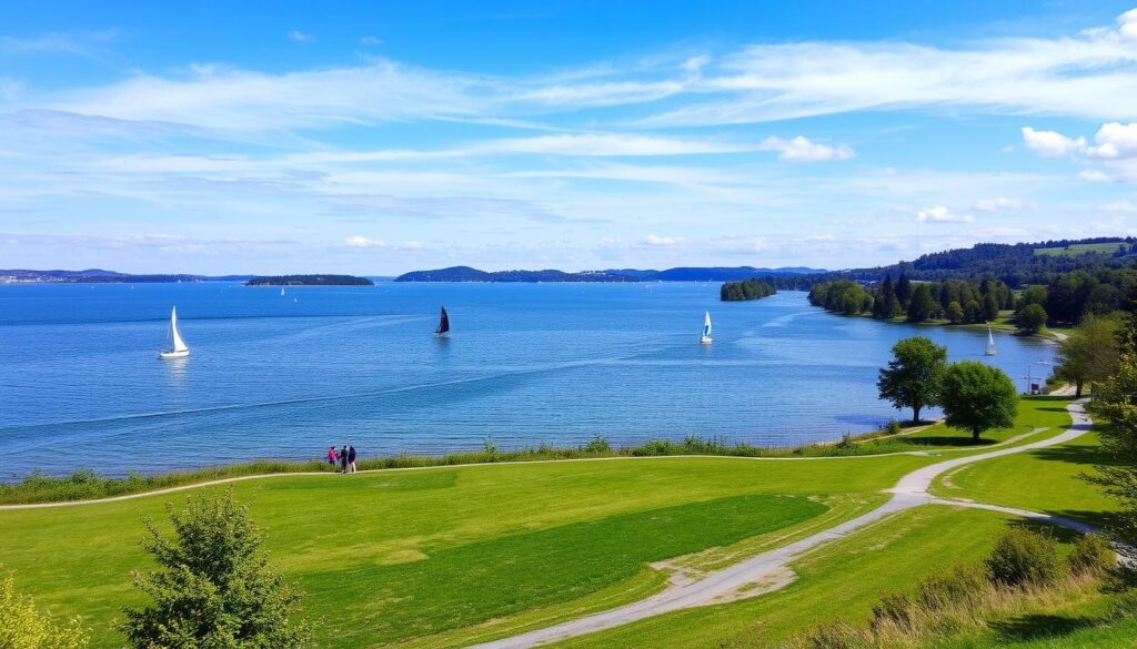 Lippesee nahe Salzkotten, Germany mit Wassersportaktivitäten Lippesee nahe Salzkotten, Germany mit Wassersportaktivitäten