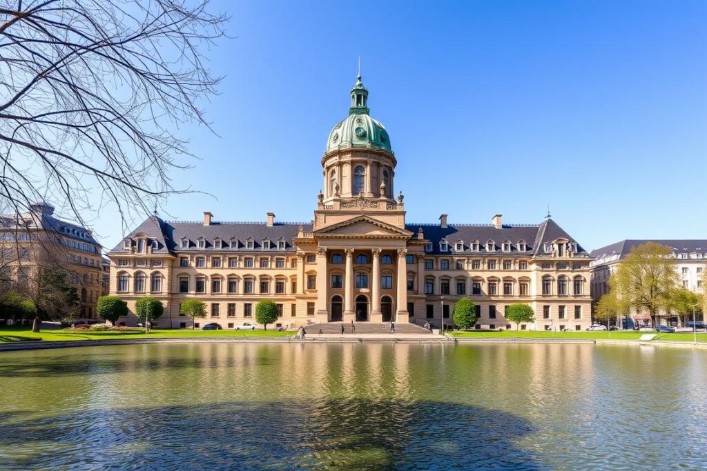 The impressive New Town Hall (Neues Rathaus) of Hannover with its distinctive dome The impressive New Town Hall (Neues Rathaus) of Hannover with its distinctive dome